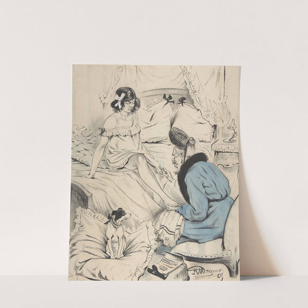 An old woman giving a pedicure to a young lady by Karl Wagner