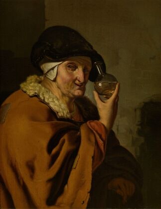 An Old Woman with a Bottle
