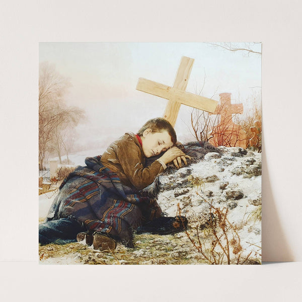 An orphan on his mother’s grave (1888) by Uroš Predić