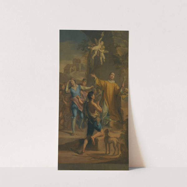 An Outdoor Scene With A Saint In Ecstatic Rapture, Surrounded By Devotees by Jacopo Alessandro Calvi