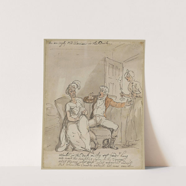 An ugly old woman in the dark by Thomas Rowlandson