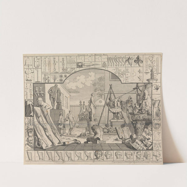 Analysis of Beauty, Plate I; A Statuary’s Yard (1753) by William Hogarth