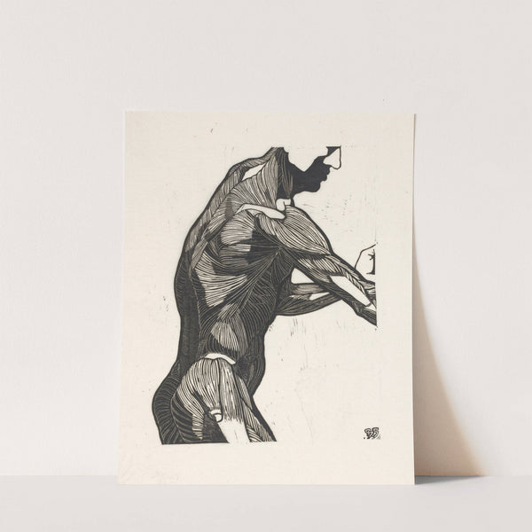 Anatomische studie van de zij- en armspieren van een man by Reijer Stolk