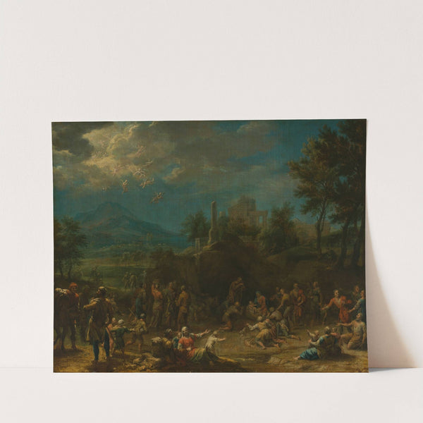 Anbetung der Hirten vor weiter Landschaft by Franz Joachim Beich