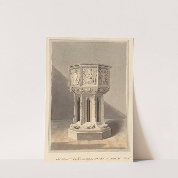 Ancient Font in West Drayton Church, Middlesex by Daniel Lysons