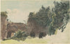 Ancient Roman Ruins Overgrown with Trees and Bushes