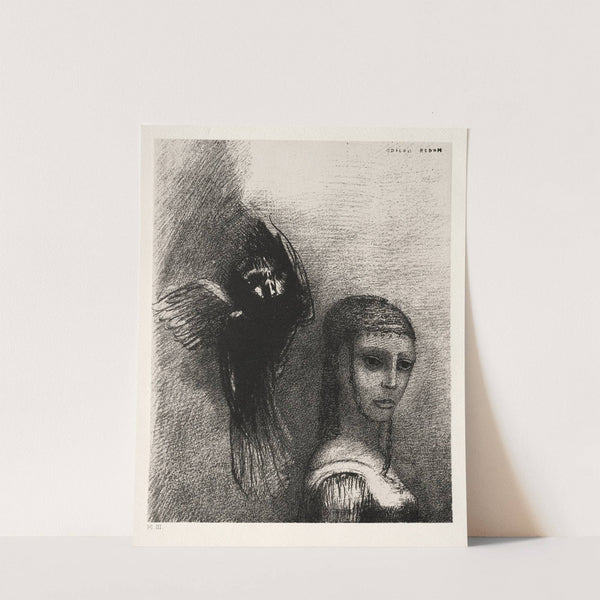 And a Large Bird, Descending from the Sky, Hurls Itself against the Topmost Point of Her Hair by Odilon Redon