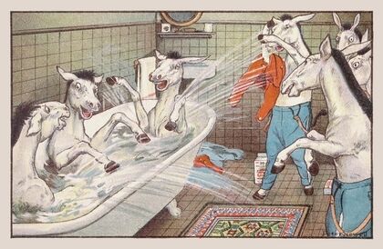 ‘And three or four with hearty cheer, jumped in like folly frogs’