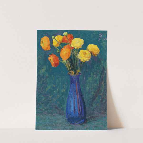Anemones In Blue Vase by Sigismund Righini