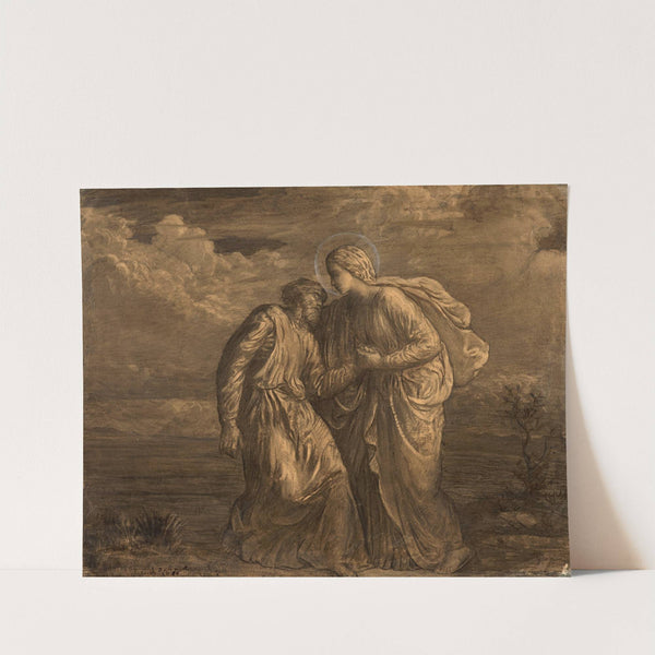 Angel supporting a weakened man (1855) by Louis Janmot