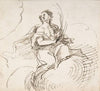 Angel with Palm Seated on Clouds