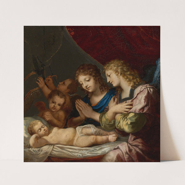 Angels Adoring The Sleeping Christ by Jacques Stella