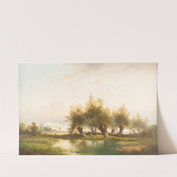 Angler under willows by Carl Hasch