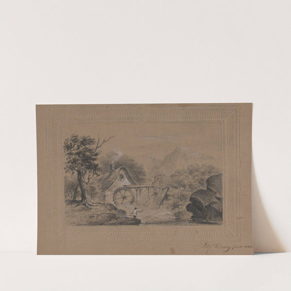 Angling scene with waterwheel in background (1840) by Felix Octavius Carr Darley