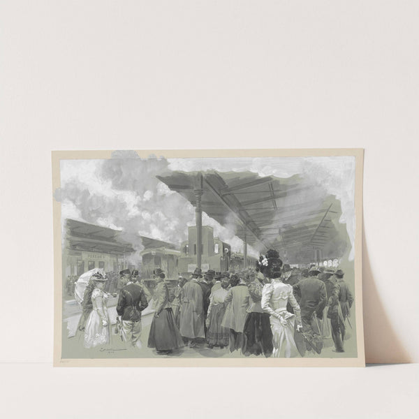 Ankunft- und Abschiedszenen am Perron der Stadtbahn Hütteldorf (1900) by Wilhelm Gause