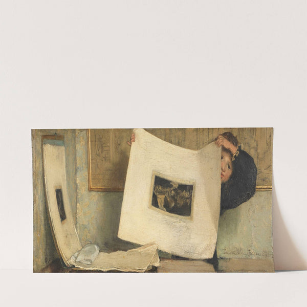 Anna Leafing Through a Portfolio of Prints (1874) by Laura Theresa Alma-Tadema