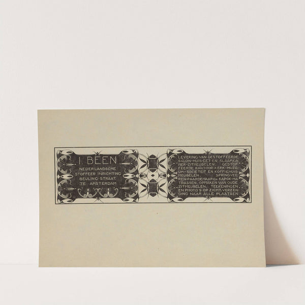 Annoncekaart voor I. Been, Nederlandsche Stoffeer Inrichting, Beulingstraat, Amsterdam (1925) by Karel de Bazel