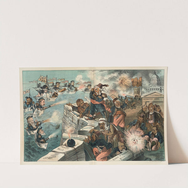 Another bombardment – the newspaper fleet firing on the Bedouins in Washington (1882) by Bernhard Gillam