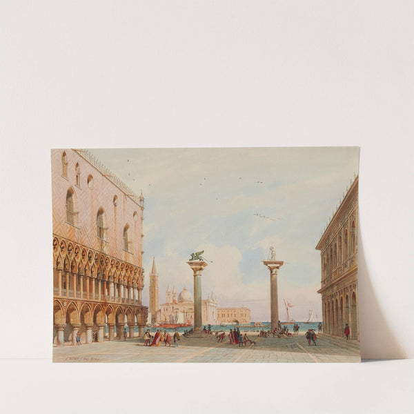Ansicht der Piazzetta in Venedig mit dem Dogenpalast und Blick auf Il Redentore (1849) by Carl Friedrich Heinrich Werner