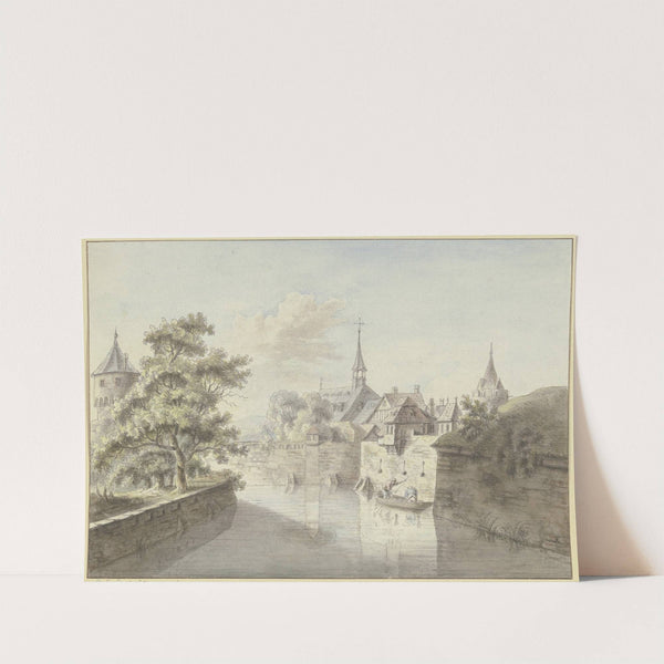 Ansicht des ehemaligen Frankfurter Stadtgrabens am Fischerfeld vor dem alten Judenfriedhof by Christian Georg Schütz the elder