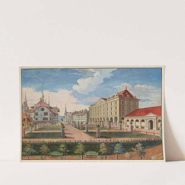 Ansicht des Kornhauses und der Grabenpromenade in Bern by Johann Grimm