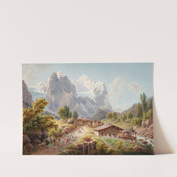 Ansicht des Rosenlauigletschers mit Wellhorn und Wetterhorn (1915-1945) by Gabriel Lory the older