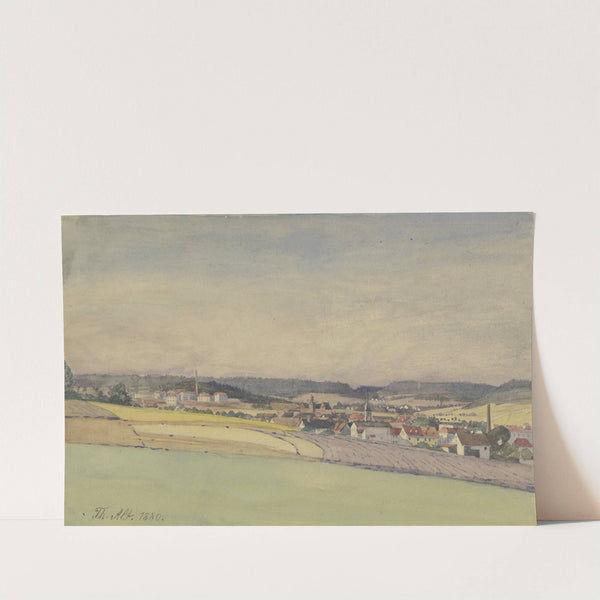Ansicht eines Industriestädtchens inmitten von Feldern und Wald by Theodor Alt