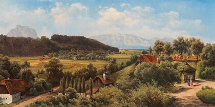 Ansicht vom Schloß Wimsbach gegen das Höllengebirge und dem Traunstein — size preview
