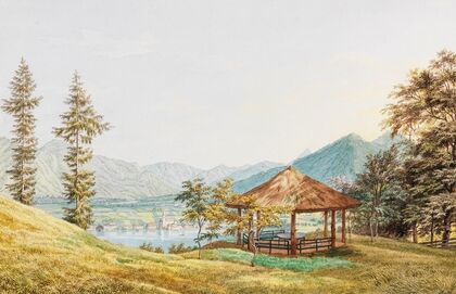 Ansicht vom Tegernsee mit dem großen Paraplui