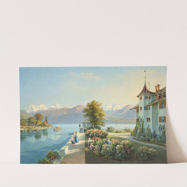Ansicht vom Thunersee mit Berner Alpen und Schloss Schadau (1915-1945) by Gabriel Lory the Younger