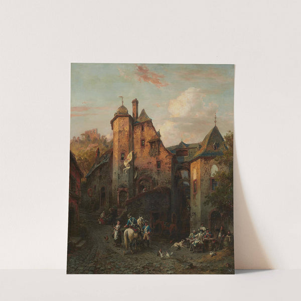 Ansicht von Beilstein mit Soldaten vor einer Schänke (1883) by August von Wille