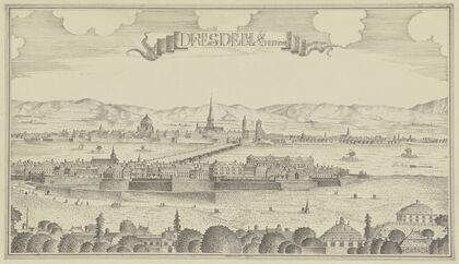 Ansicht von Dresden von der Neustadt aus
