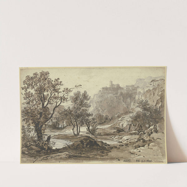 Ansicht von Nemi, im Vordergrund der Nemisee by Friedrich Salathé