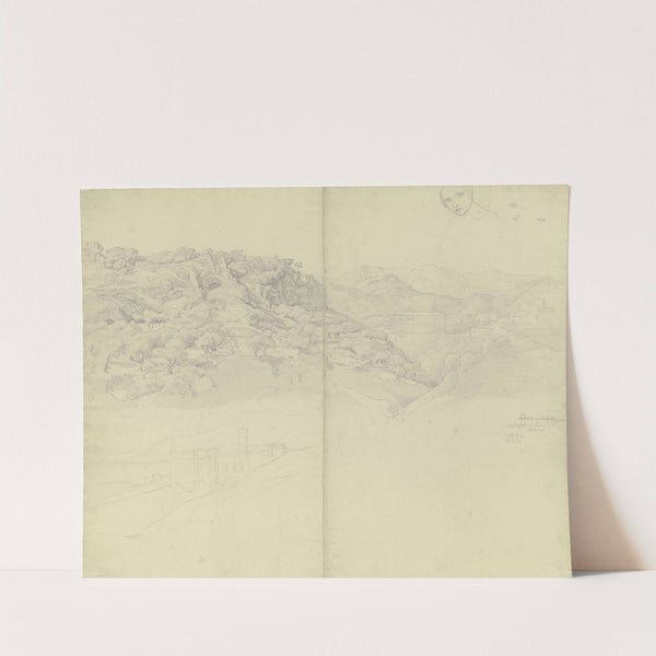 Ansicht von Subiaco, oben rechts Studien eines Mädchenkopfes by August Lucas