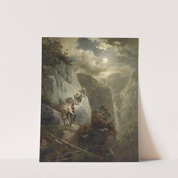 Anstieg in einer Mondnacht by Josef Thoma