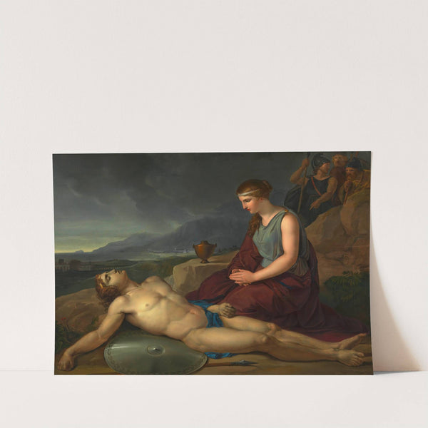 Antigone neben dem Leichnam ihres Bruders Polyneikes kniend by Josef Abel