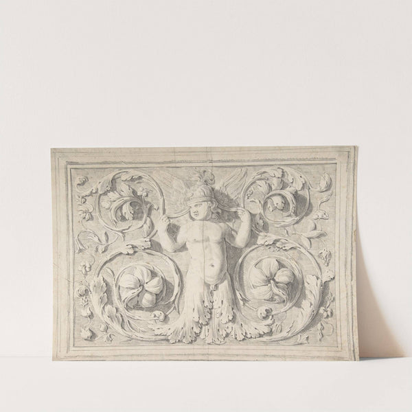 Antique Roman Sculpture with Nude Winged Boy at the Center and Leaves and Vines by Thomas Hardwick