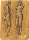Antique Statue of a Standing Woman (two views), over a Sketch of a Putto (1570s)