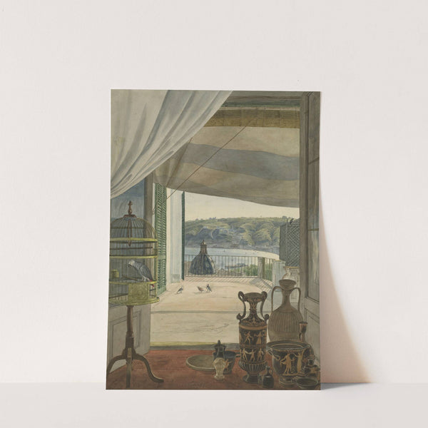 Antiquities by a Balcony Overlooking the Gulf of Naples (1826) by Carl Wilhelm Götzloff