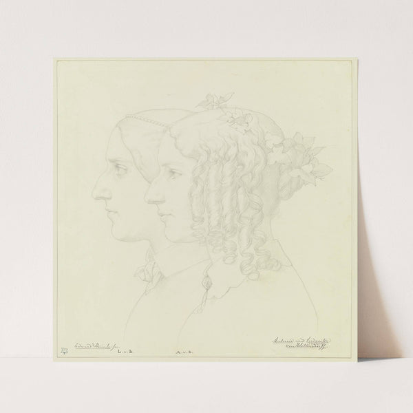 Antonie von Blittersdorff und Ludowika von Blittersdorff, verehelichte von Rauch, im Profil nach links (1846) by Eduard von Steinle