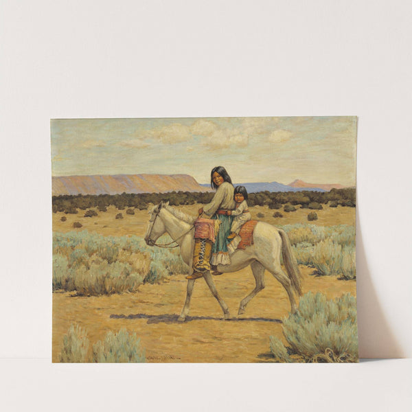 Apache Mother and Children on Horseback by Carl Moon