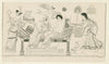 Apollo and Aphrodite on cushioned couch, flanked by female attendants with basket, mirror, box and magic wheel (1844-1861)