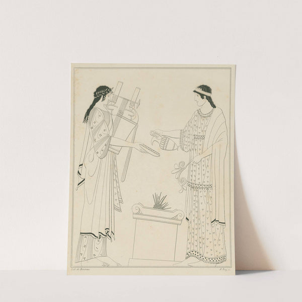 Apollo and Artemis performing a libation at an altar (1844-1861) by A. Rey