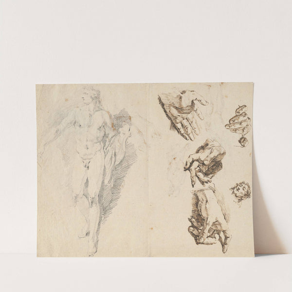 Apollo and Studies of the Artist’s Own Hand (recto) (1730-1732) by Francesco Fontebasso