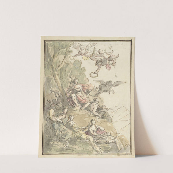 Apollo en de muzen op de Parnassus by Elias van Nijmegen