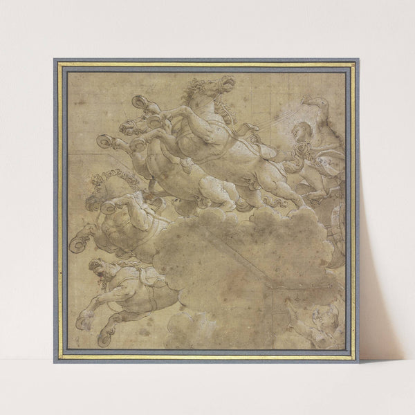 Apollo mit Rossegespann, gefolgt von Luna, in starker Unteransicht by Francesco Primaticcio
