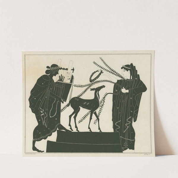 Apollo, playing the cithara, with Artemis and hind (1844-1861) by A. Rey