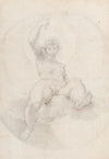 Apollo seated on a cloud holding a torch aloft