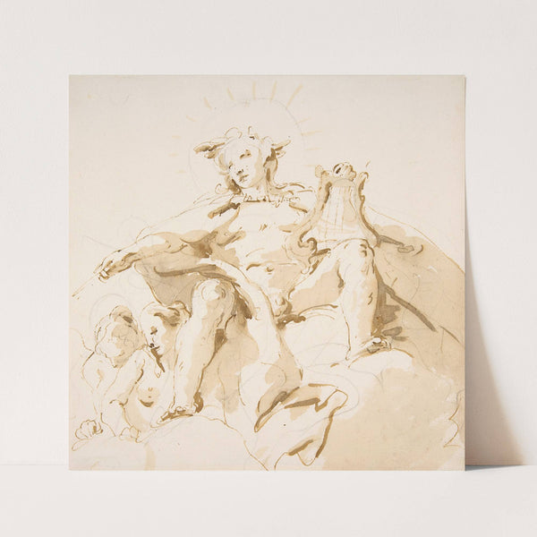 Apollo Seated on Clouds, Two Figures at Left (1696–1770) by Giovanni Battista Tiepolo