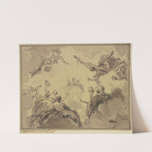 Apollo umgeben von Bacchus, Ceres, Flora und anderen Gottheiten by Jacob de Wit